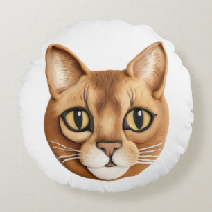 Almofada Redonda Gato Abissínio Inspirado em 3D