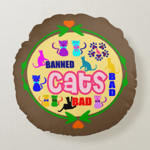 Almofada Redonda 😻 🐾 ↷ Gato Bastante Doido Família Gato Fabuloso