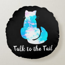 Gato Branco Rosa Azul Abstrato Fale com o Rabo