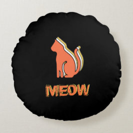 Almofada Redonda Gato Cinto, Animal Laranja e Amarelo, Pop de Abstr