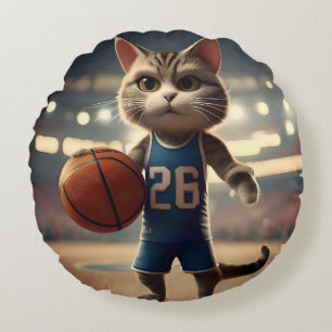 Almofada Redonda Gato de basquete,