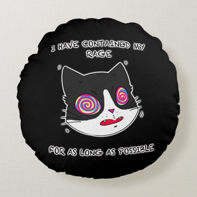 Almofada Redonda Gato De Estilo De Cartoon Com Texto Engraçado (Frente)