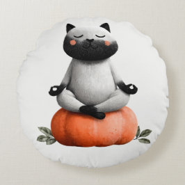 Almofada Redonda Gato de Halloween na Design de Pumpkin