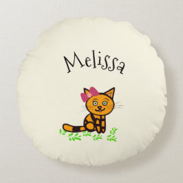 Almofada Redonda Gato de laranja bonito