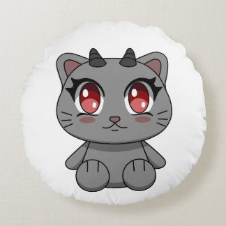 Almofada Redonda Gato Demônio de Kawaii Cute