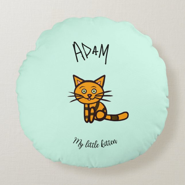 Almofada Redonda Gato laranja (Frente)