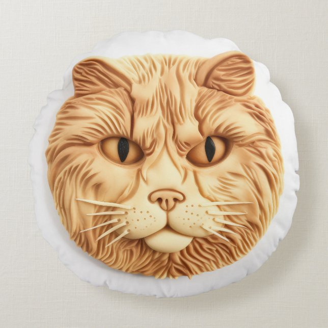 Almofada Redonda Gato Maine Coon Inspirado em 3D (Frente)