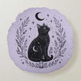 Almofada Redonda Gato místico bajo la luna