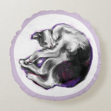 Gato sonhando Mão Desenhada Arte Realista.