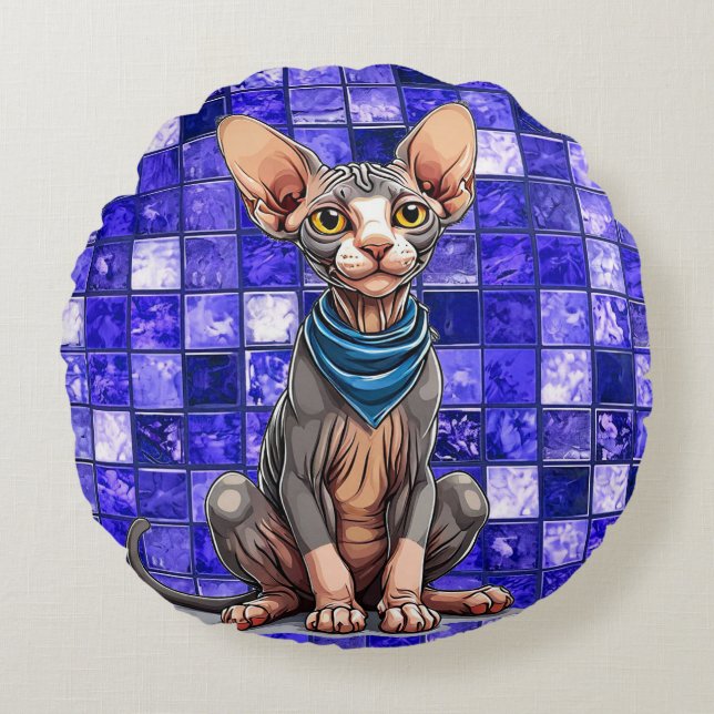 Almofada Redonda gato Sphinx (Frente)