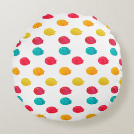 Almofada Redonda Gatos Preguiçosos Coloridos Fofos Dormem Pintura A