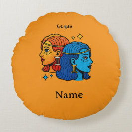 Almofada Redonda Gêmeos Signo do Zodíaco Pop Art - Gêmeos Celestiai