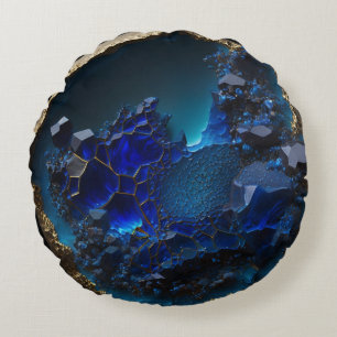Almofada Redonda Gemstone Blue Sapphire Crystal Rock
