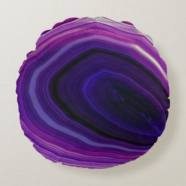 Almofada Redonda Geodo Roxo Girado Caído (Frente)