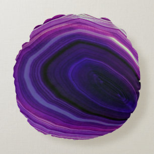 Almofada Redonda Geodo roxo girado em queda