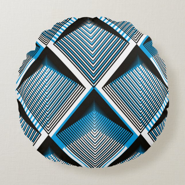 Almofada Redonda Geometric blue stripy overlay seamless pattern, br (Frente)