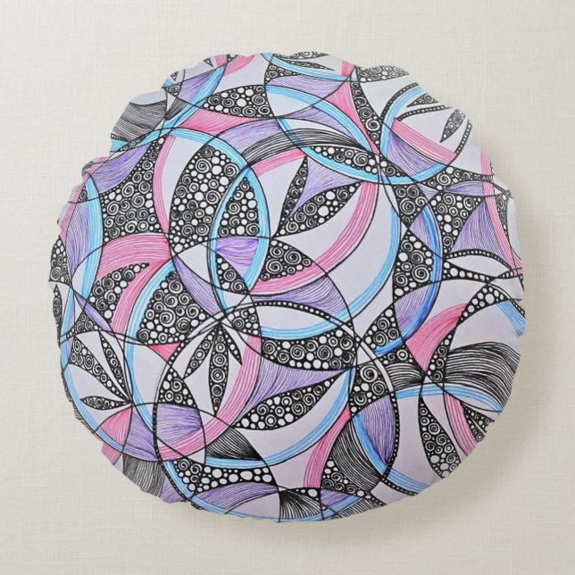 Almofada Redonda Geometric Circles Kaleidoscope Round Pillow (Frente)