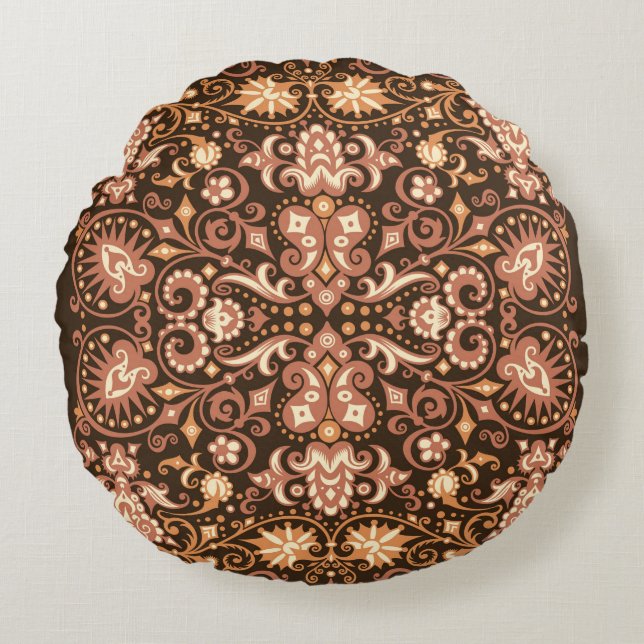 Almofada Redonda Geometric decorative ornamental pattern. Abstract  (Frente)