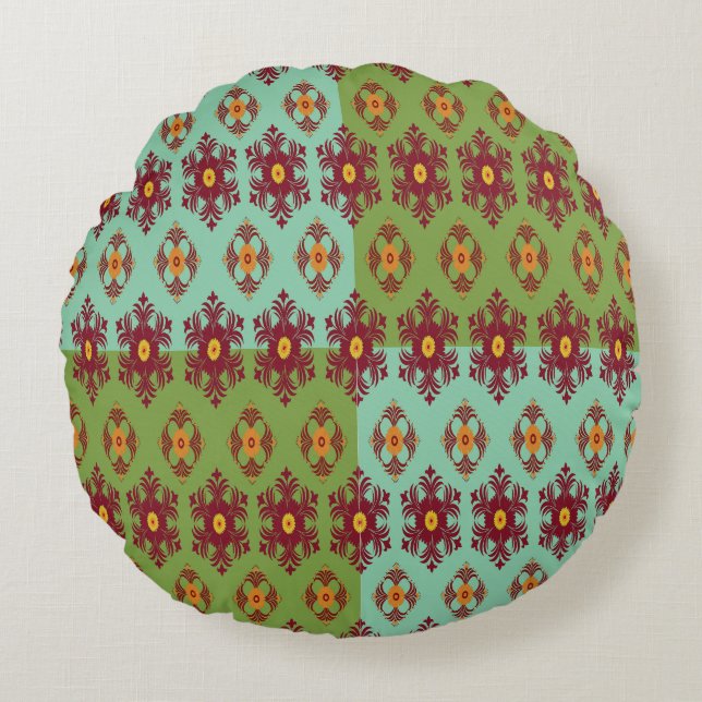 Almofada Redonda Geometric Patchwork Throw Pillow – Modern Purple C (Frente)