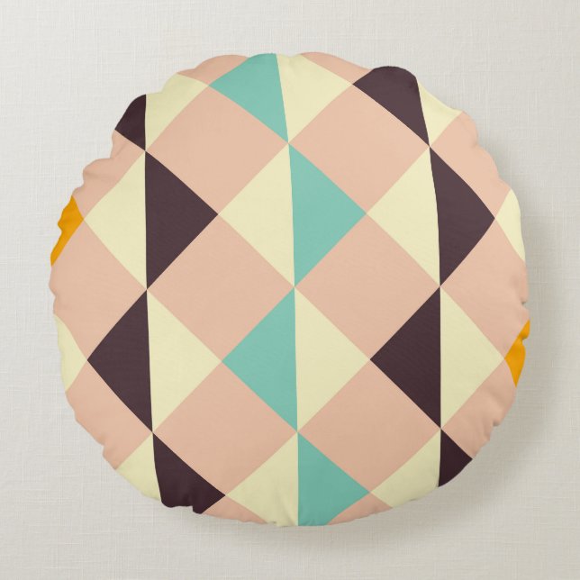 Almofada Redonda Geometric pattern overlapping diamonds & triangle (Frente)