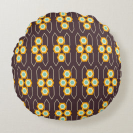 Almofada Redonda Geometric pattern with orange and blue hexagons