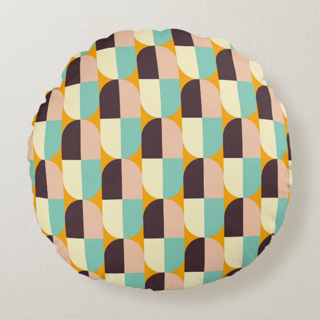 Almofada Redonda Geometric pattern with overlapping half-circles (Frente)