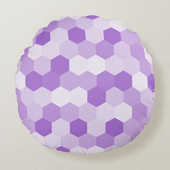 Almofada Redonda Geométrico Hexagonal Branco Puro e Moderno (Frente)