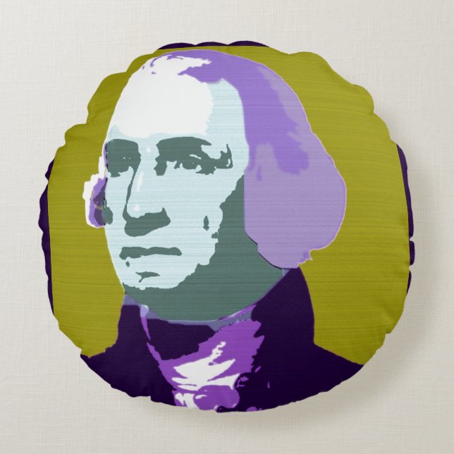 Almofada Redonda George Washington Pop Art n.o 1 (Frente)
