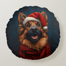 German shepherd em um Chapéu Santa