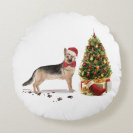 Almofada Redonda German shepherd Engraçado Cachorro de Natal com Ár