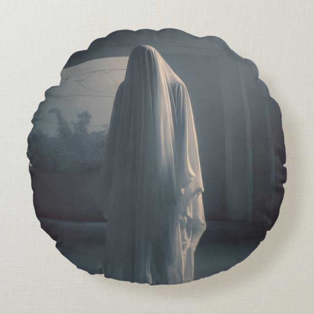 Almofada Redonda Ghost Printed Pillow Spooky Comfort for Your Home (Frente)