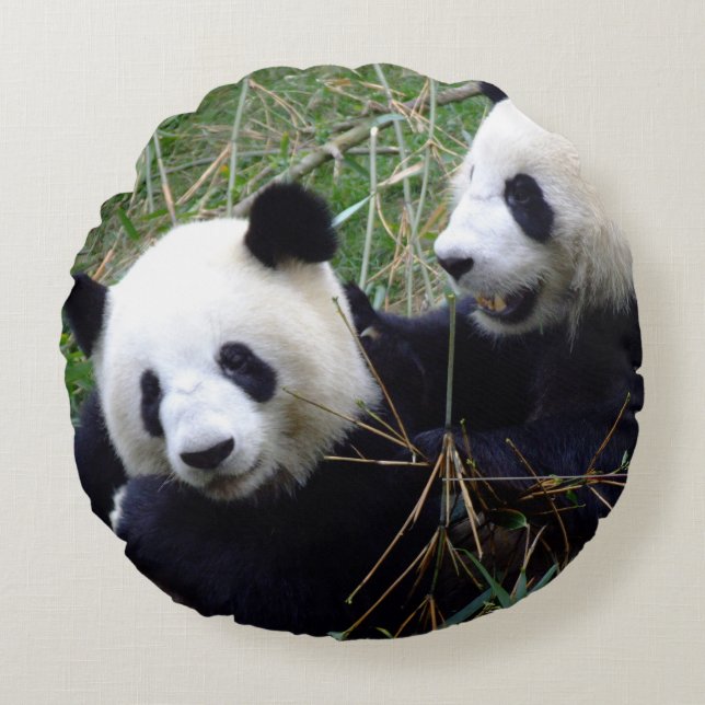 Almofada Redonda Giant Panda Playing & Love (Frente)