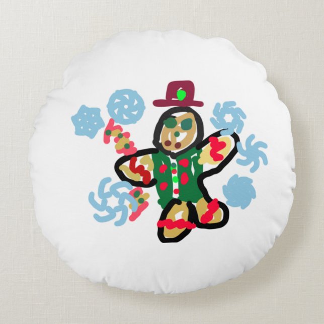 Almofada Redonda Gingerbread man dance (Frente)