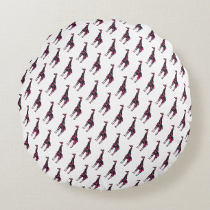 Almofada Redonda Giraffe Hot Pink e Black Silhout