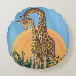 Almofada Redonda Giraffe Mama e Bebê