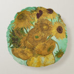 Almofada Redonda Girassóis de Vincent van Gogh |, 1888<br><div class="desc">Número de coleção da imagem:  BAL20294 girassóis,  1888 (óleo em canvas). Gogh,  óleos da camionete de Vincent 1853-90) (em canvas. Neue Pinakothek,  Munich,  Alemanha.  1888</div>