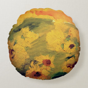 Almofada Redonda Girassóis Desenho, Cushion de Campo