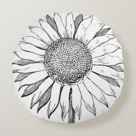Almofada Redonda Girassol Ilustrado