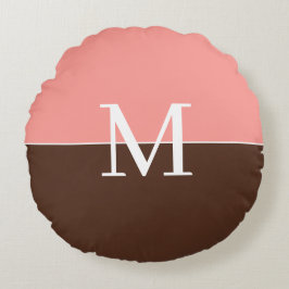 Almofada Redonda Girly pink &brown monogram