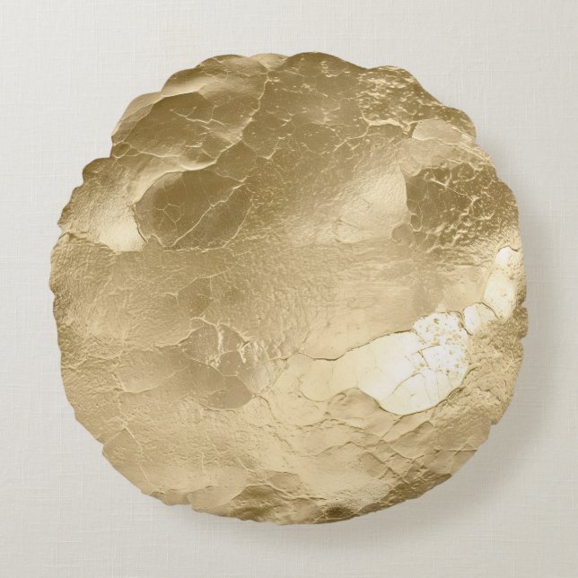 Almofada Redonda Glamor Dourado de Champagne bonito (Frente)