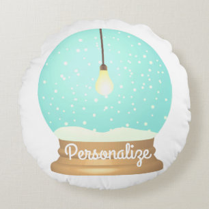 Almofada Redonda Globo de neve com lâmpada