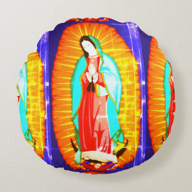 Almofada Redonda Glória À Nossa Senhora De Guadalupe (Frente)