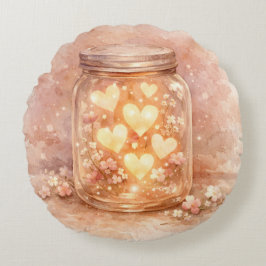 Almofada Redonda Glowing Heart Jar Round Pillow