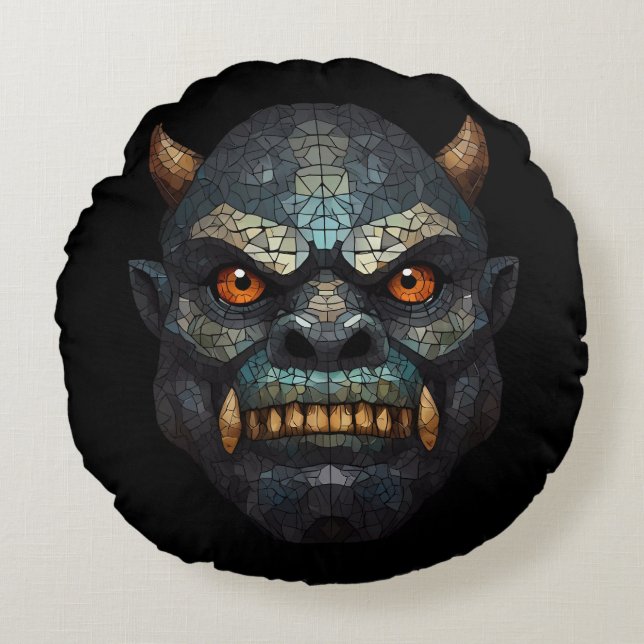 Almofada Redonda Goblin e Orc Portrait (Frente)