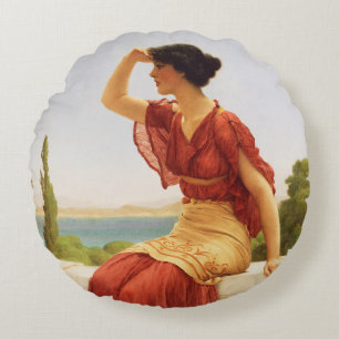 Almofada Redonda Godward O Sinal Bela Mulher Retrato