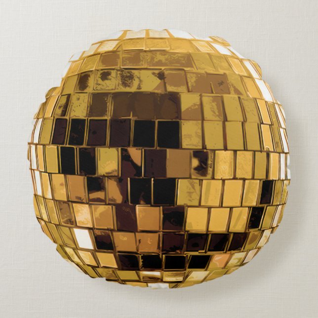 Almofada Redonda Gold Disco Disco Ball (Frente)