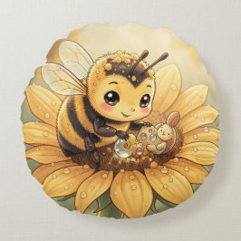 Almofada Redonda Golden Bumblebee in Bloom Dance.4