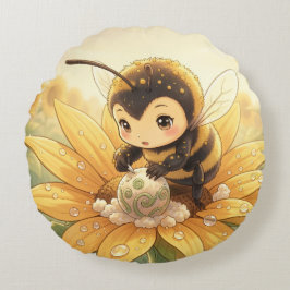 Almofada Redonda Golden Bumblebee in Bloom Dance.8