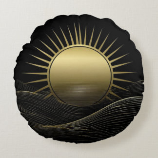 Almofada Redonda Golden Horizon Sun Minimalist Decor Pillow Gift