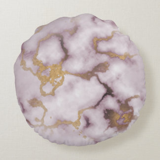 Almofada Redonda Golden Vein Marble  Blush Aura  Throw Pillows
